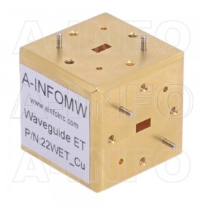22WET_Cu WR22 Waveguide E-Plane Tee 33-50GHz with Three Rectangular Waveguide Interfaces