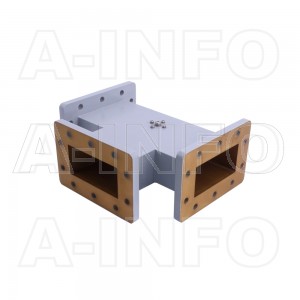 284WHT WR284 Waveguide H-Plane Tee 2.6-3.95GHz with Three Rectangular Waveguide Interfaces